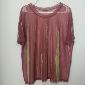 Two-Tone Metallic Sheer Shirt